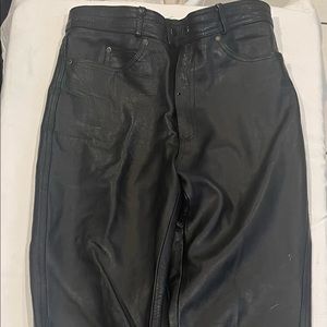 Vintage Route 66 Heavy Black Leather High Rise Biker Pants Sz. 36
